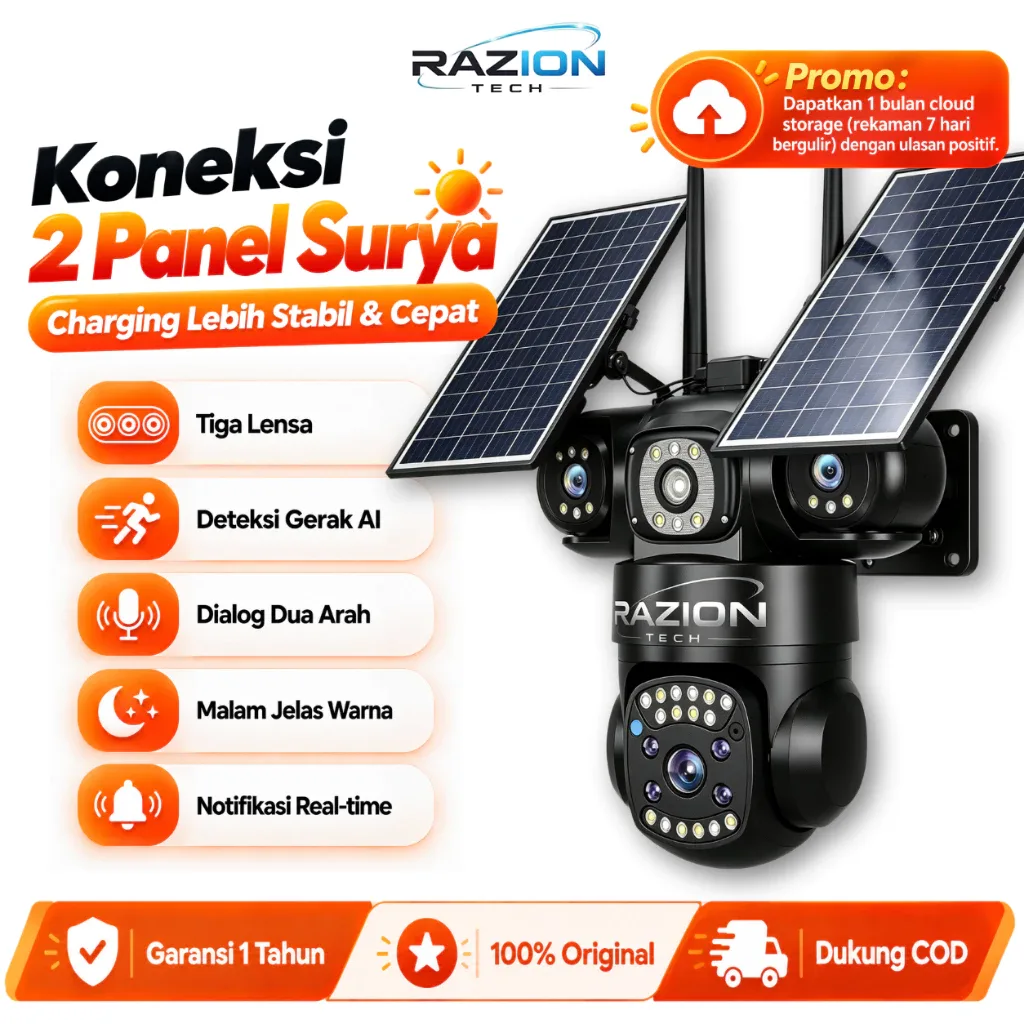 RZ380 CCTV Surya Outdoor Daya Tahan Baterai 14 Hari 10X Zoom Alarm Deteksi Manusia AI