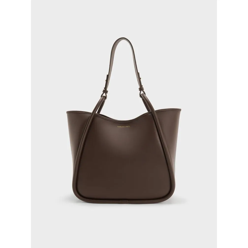 Charles & Keith Lyla Tubular Slouchy Tote Bag Espresso Brown