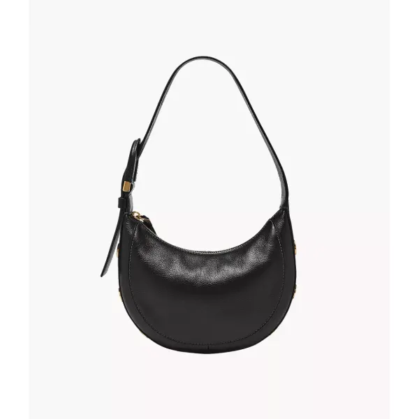 Fossil Harwell Leather Crescent Bag Black