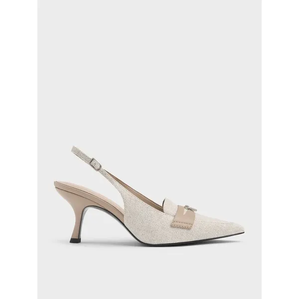 Charles & Keith Griselda Two-Tone Slingback Pumps Light Grey