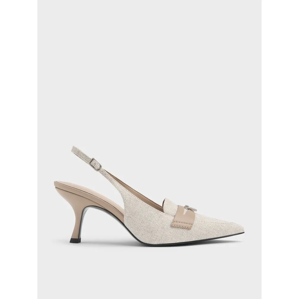 Charles & Keith Griselda Two-Tone Slingback Pumps Light Grey