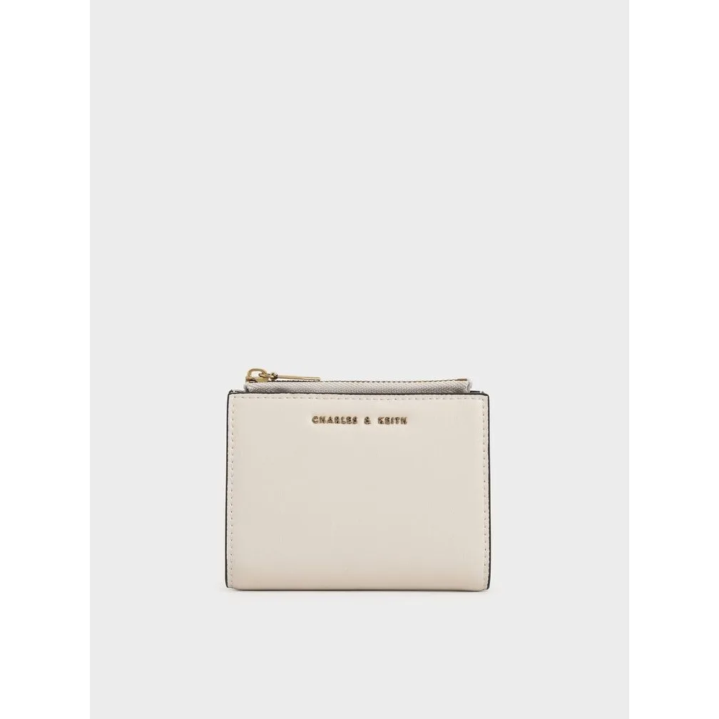 Charles & Keith Dompet Kecil Top Zip Harmonee Ivory