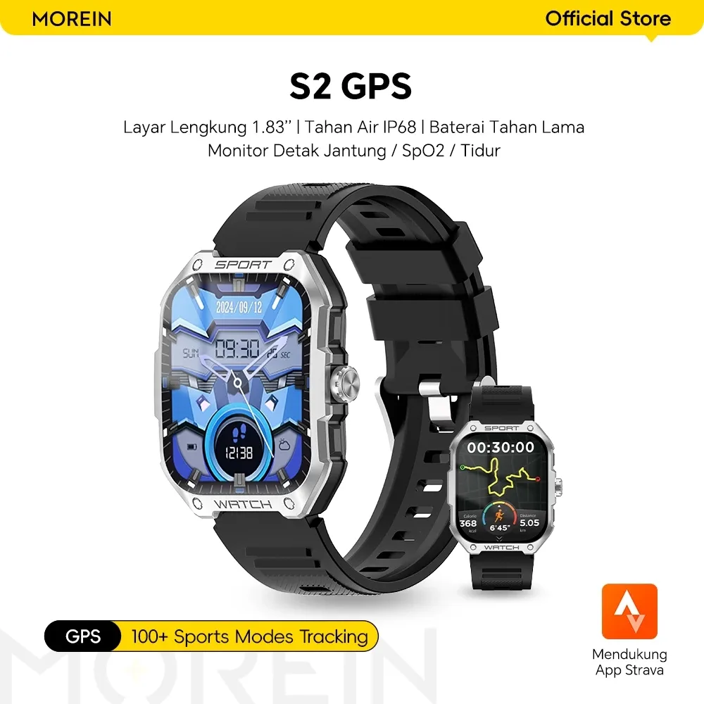 GPS Morein S2 GPS Jam Tangan Smartwatch - Layar Lengkung 1.83''